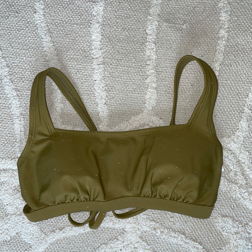 NWT Target Olive Sparkly Square-Neck Swim Top
